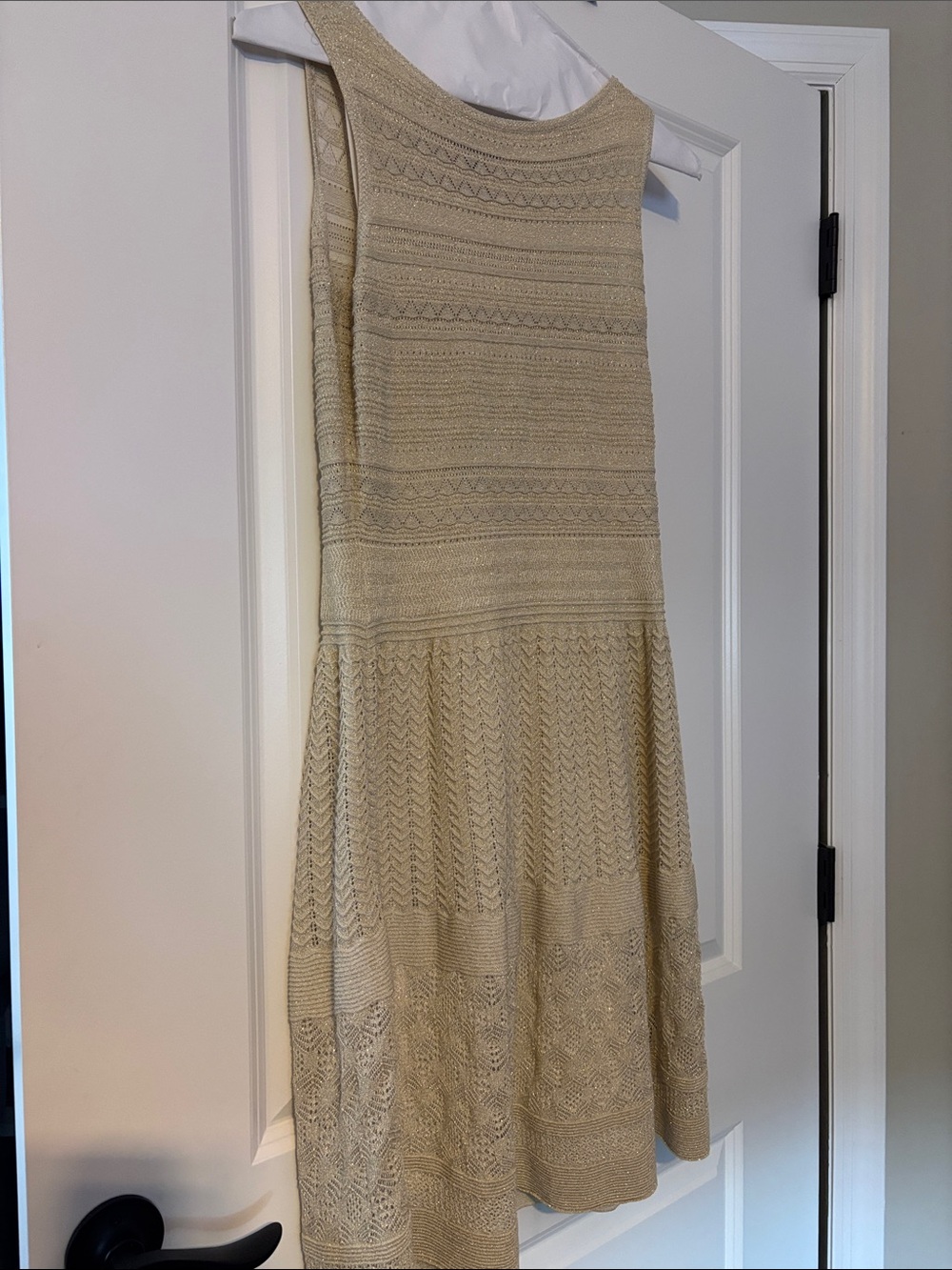 Lauren Ralph Lauren Sleeveless Knit Dress EUC size M cream with gold
